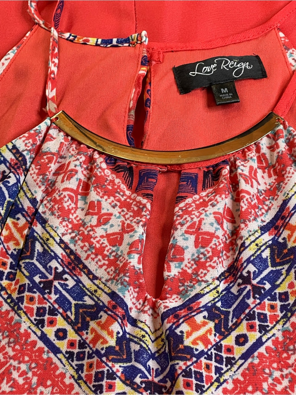 NWOT Coral Boho Print Halter Dress - Picture 5 of 5